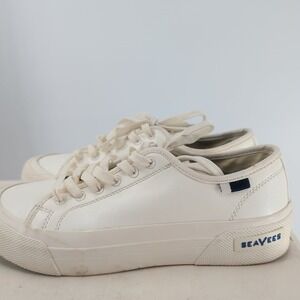 SeaVees SeaChange LTT Vegan Corn Leather‎ Lace-Up Sneaker Shoes White Size 7